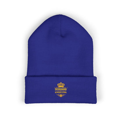 Gold Crown Embroidered Cuffed Beanie – Classic Knit Winter Hat