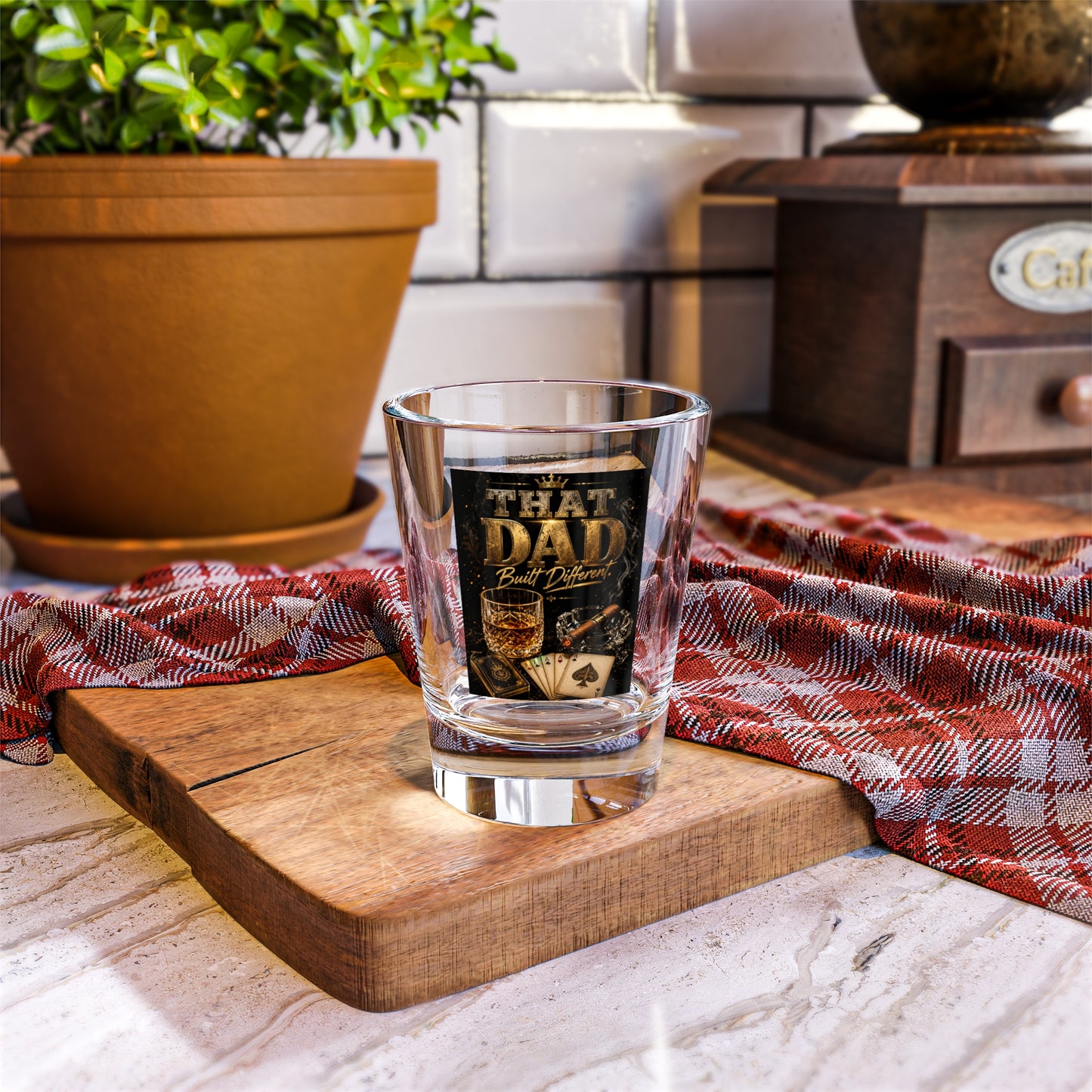 "That Dad Built Different Whiskey & Poker Gift for Fathers-Shot Glass