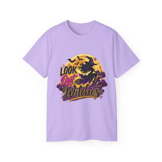 Look Out Witches T-Shirt — Halloween Witch Moon Graphic Tee