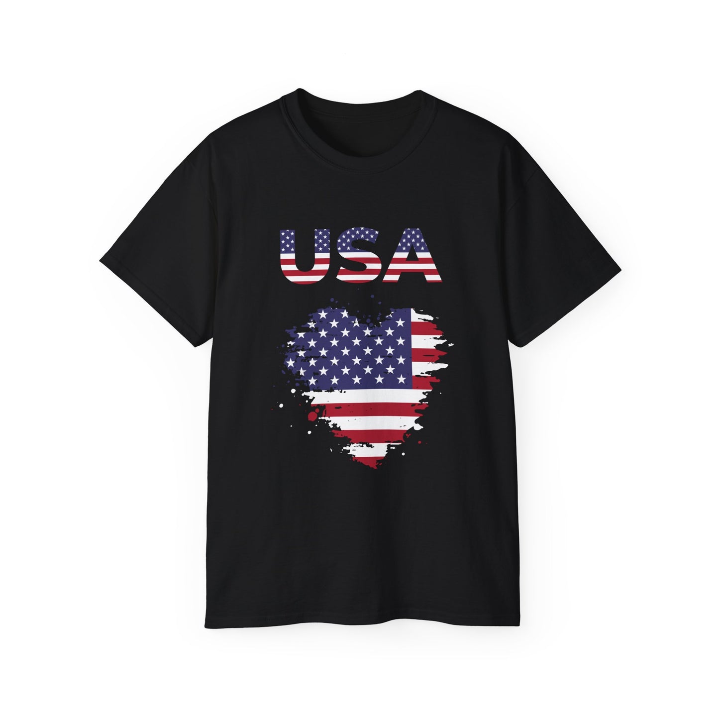 USA Flag Heart T‑Shirt — Patriotic Fourth of July Tee