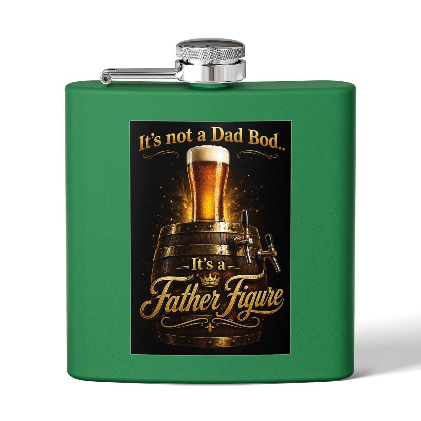 "It's Not a Dad Bod... It's a Father Figure" Stainless Steel 6 oz Pocket Hip Flask