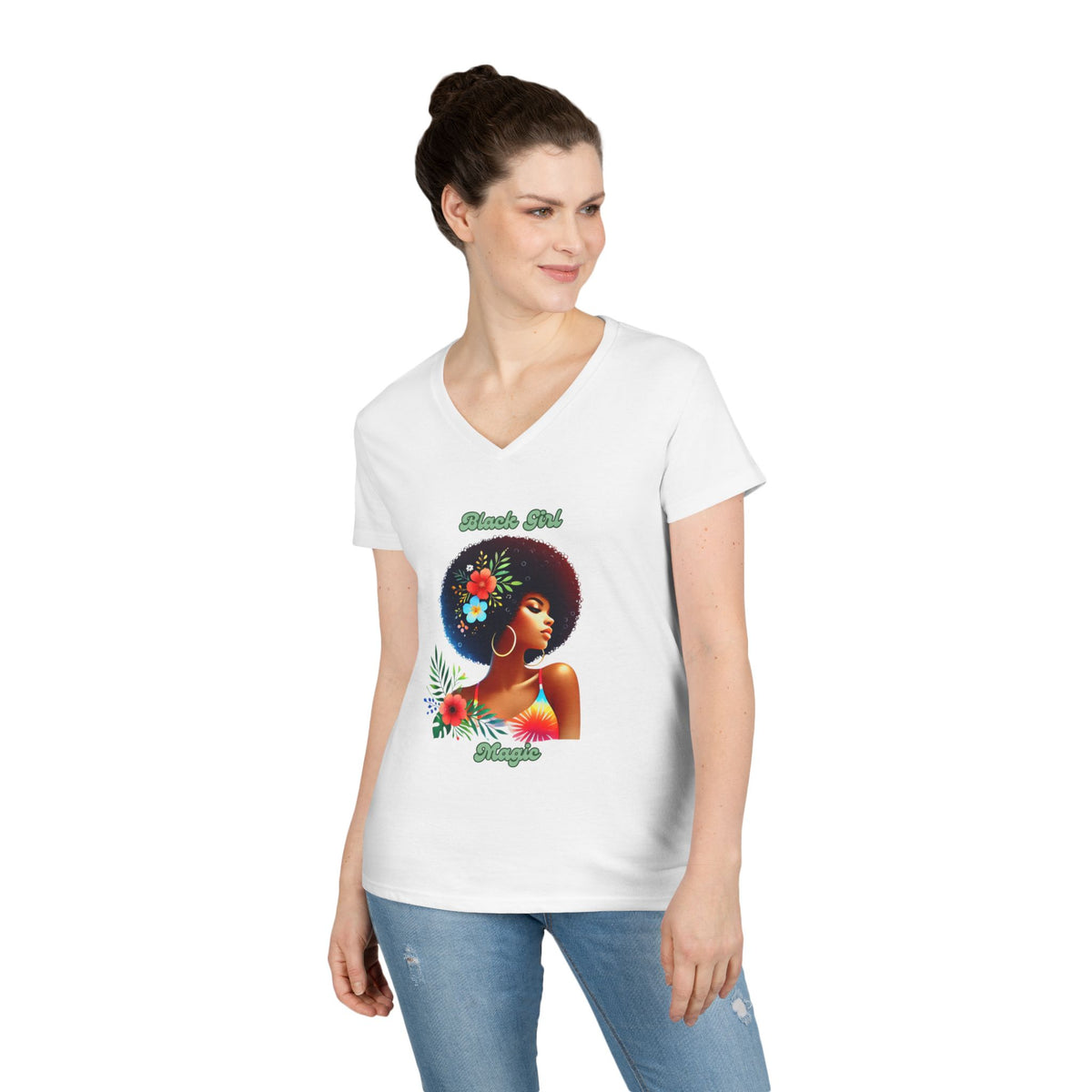 Black Girl Magic Ladies' V-Neck T-Shirt