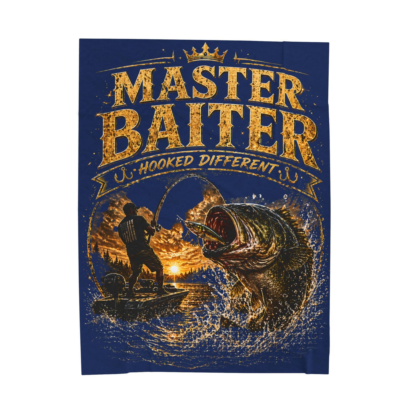 Master Baiter Fishing Velveteen Plush Blanket (Blue) – Funny Angler Gift