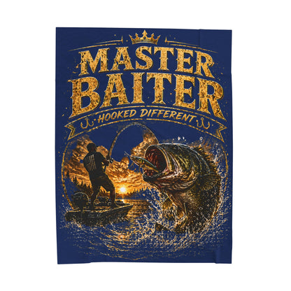 Master Baiter Fishing Velveteen Plush Blanket (Blue) – Funny Angler Gift