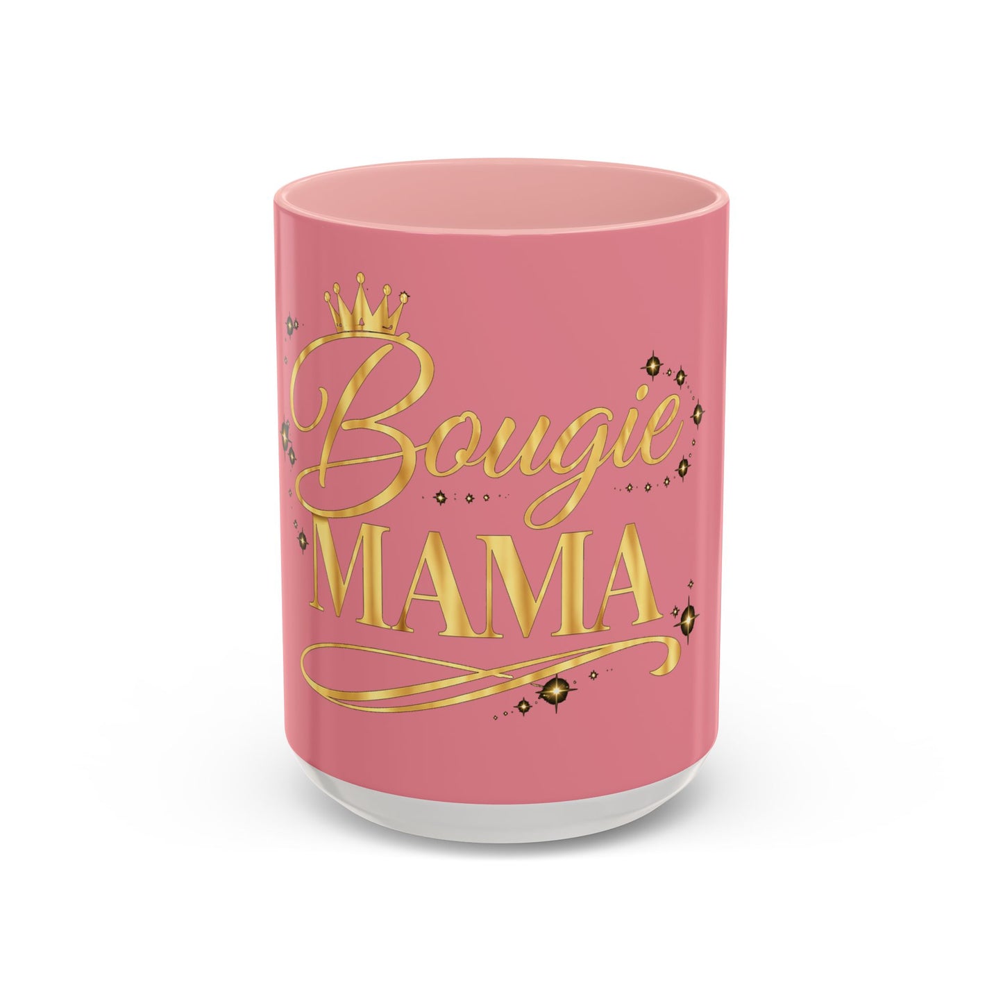 Bougie Mama Coffee Mug – Pink Accent 11/15oz, Gold Script Mom Gift