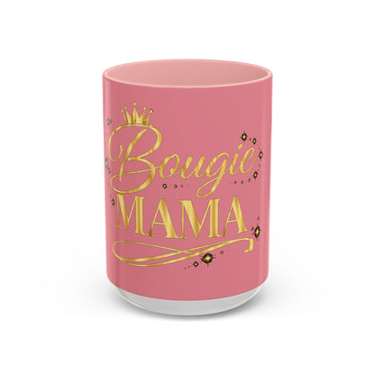 Bougie Mama Coffee Mug – Pink Accent 11/15oz, Gold Script Mom Gift