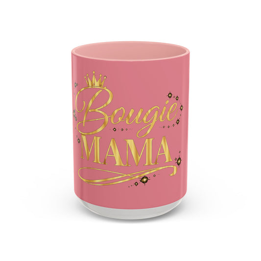 Bougie Mama Coffee Mug – Pink Accent 11/15oz, Gold Script Mom Gift