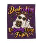 "Drink Coffee Do Spooky Things Faster" Halloween Throw-Purple