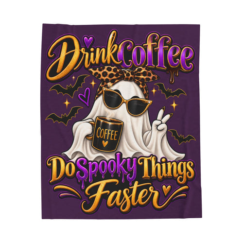 "Drink Coffee Do Spooky Things Faster" Halloween Throw-Purple