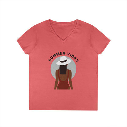 Summer Vibes Ladies' V-Neck T-Shirt