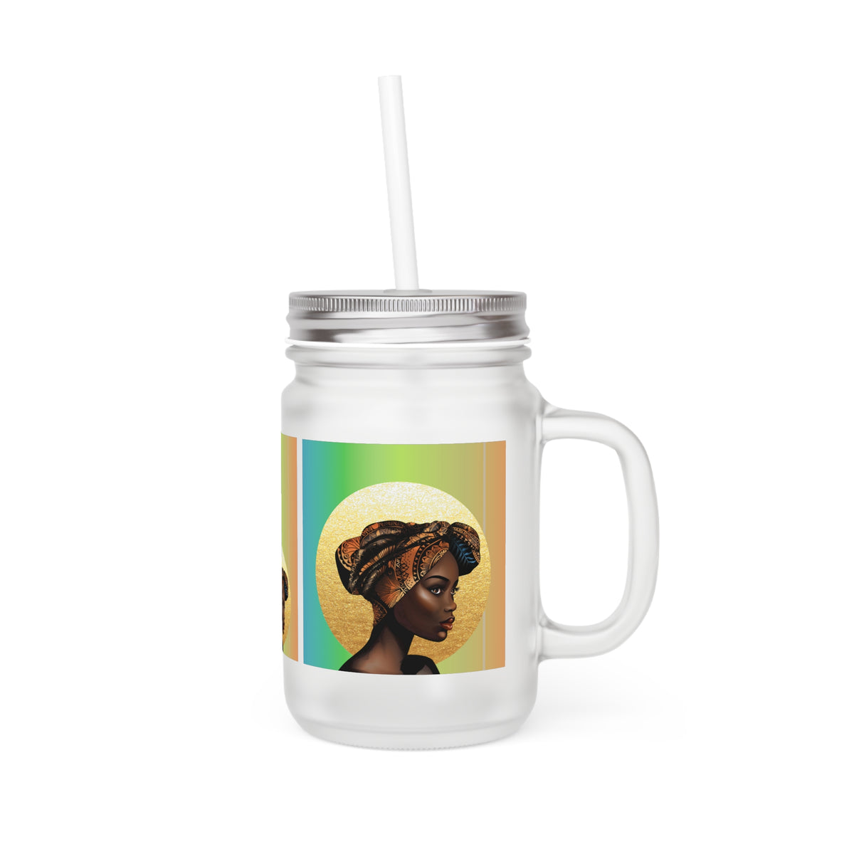 Queen Moon Mason Jar with Straw