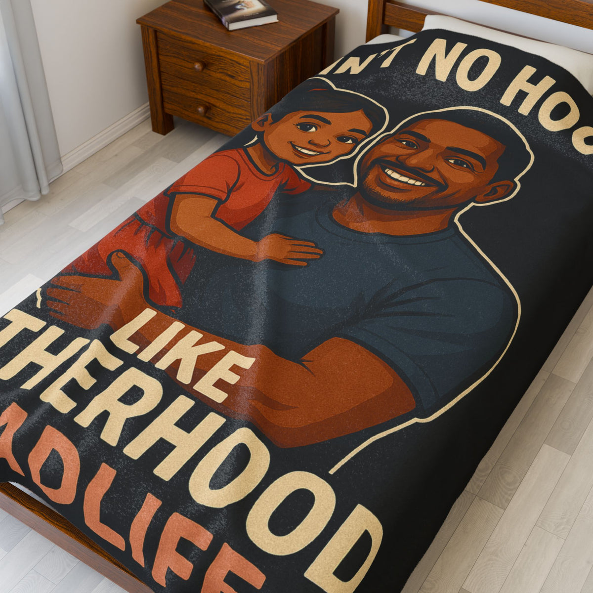 Fatherhood-Hispanic-Blk Plush Blanket
