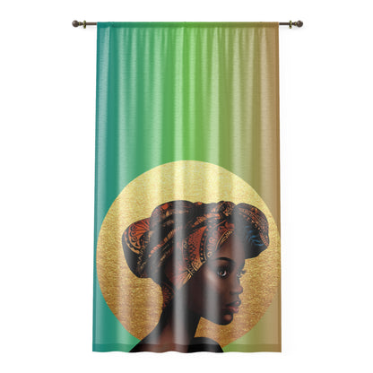 Elegant African Woman Window Curtain - Cultural Home Décor for Living Room