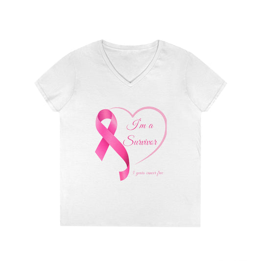 Breast Cancer Awareness V-Neck T-Shirt, Survivor Gift, Supportive Tee, Gift for Her, Awareness Month Apparel