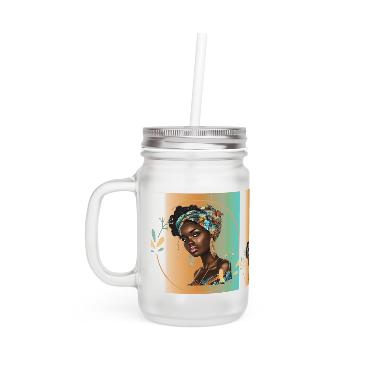 Queen Teal Mason Jar with Straw