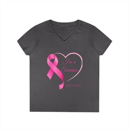 Breast Cancer Awareness V-Neck T-Shirt, Survivor Gift, Supportive Tee, Gift for Her, Awareness Month Apparel