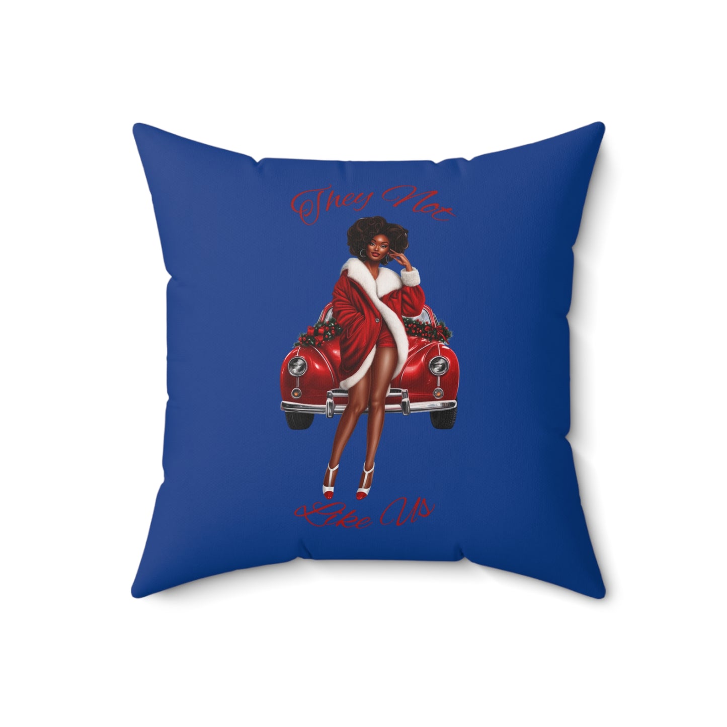 They Not Like Us 4-(Blue) Spun Polyester Square Pillow