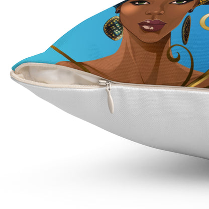 Peacock-Spun Polyester Square Pillow