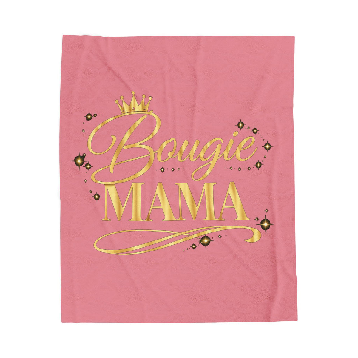 Bougie Mama Velveteen Plush Blanket – Pink & Gold Cozy Throw for Stylish Moms, Mother’s Day Gift