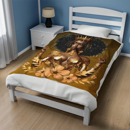 Golden Goddess-Velveteen Plush Blanket
