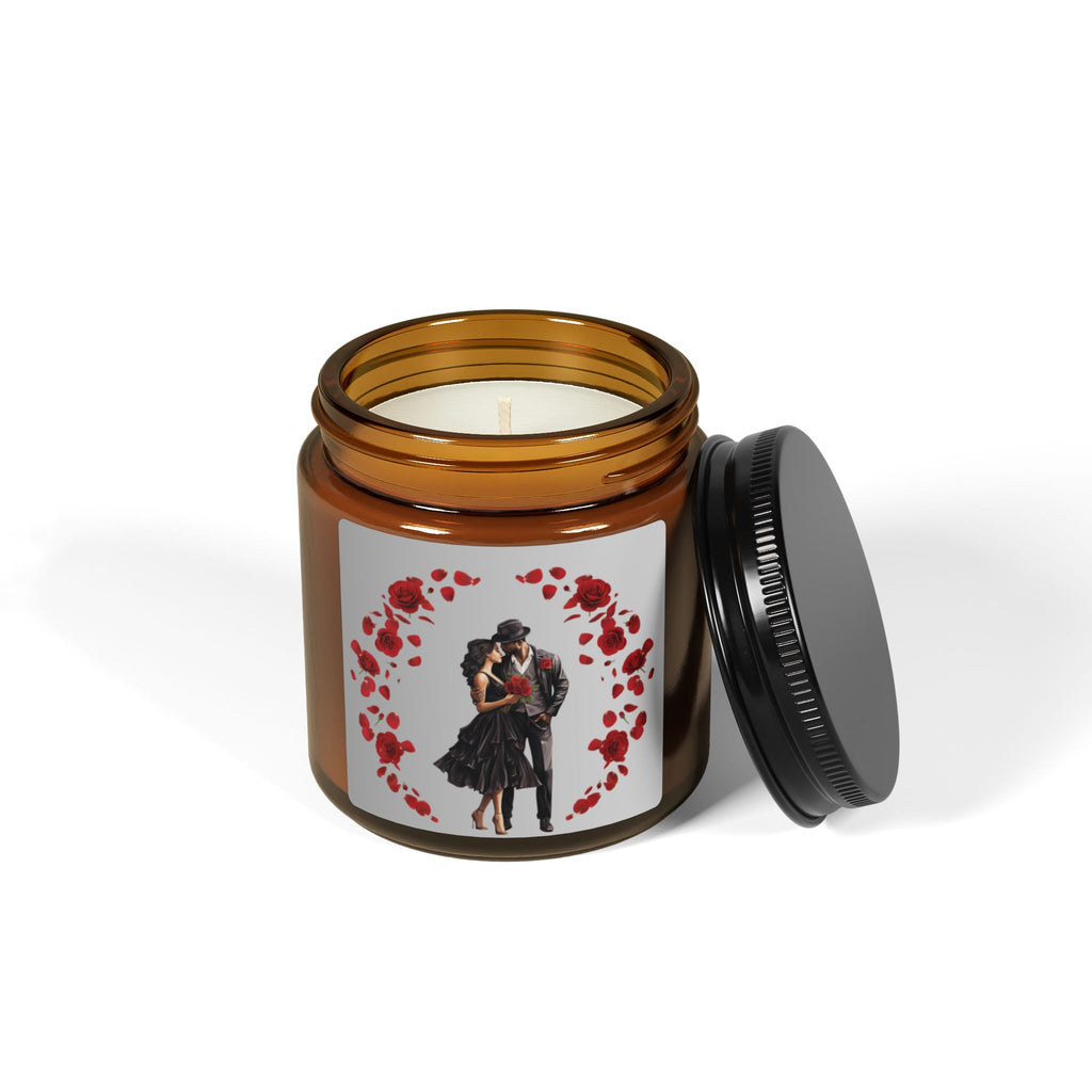 Roses-Scented Soy Candle (Multi-Size, Amber Jar)