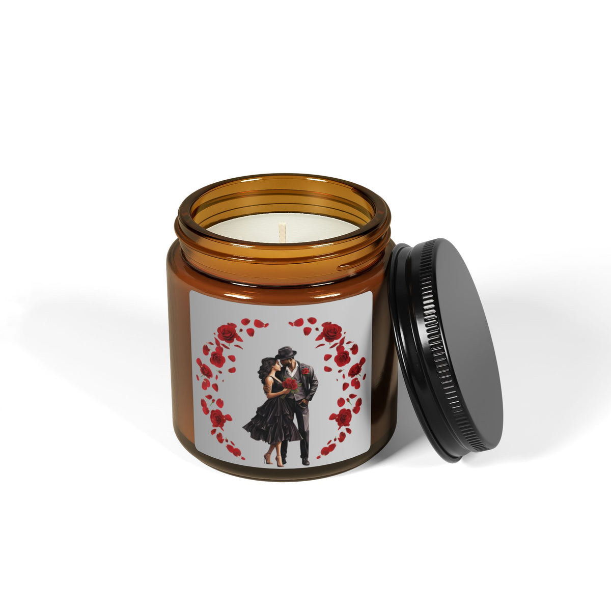 Roses-Scented Soy Candle (Multi-Size, Amber Jar)