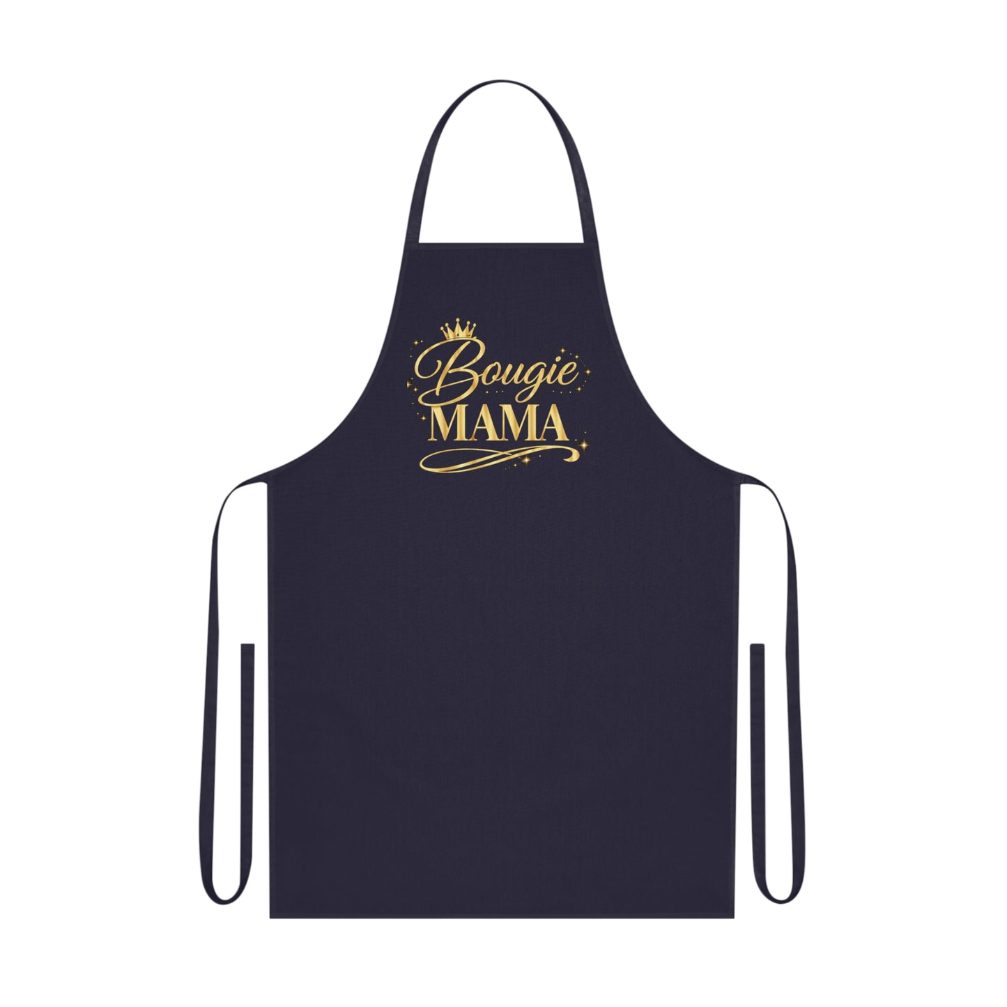 Bougie Mama Cotton Apron – Gold Script Kitchen Apron for Stylish Moms