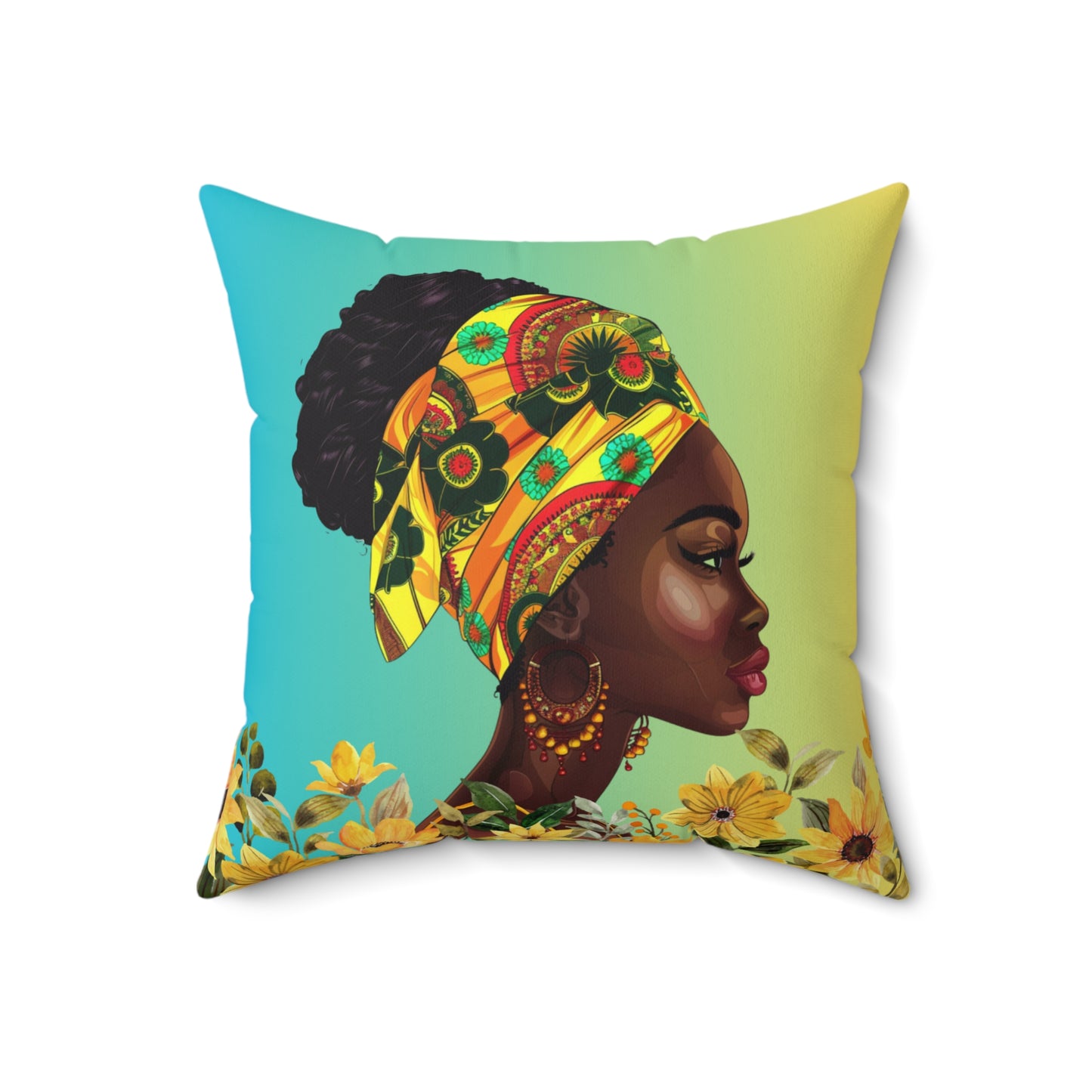 Yellow Flower-Spun Polyester Square Pillow