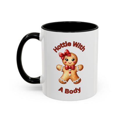 Hottie With A Body-Accent Coffee Mug (11, 15oz) (Black)