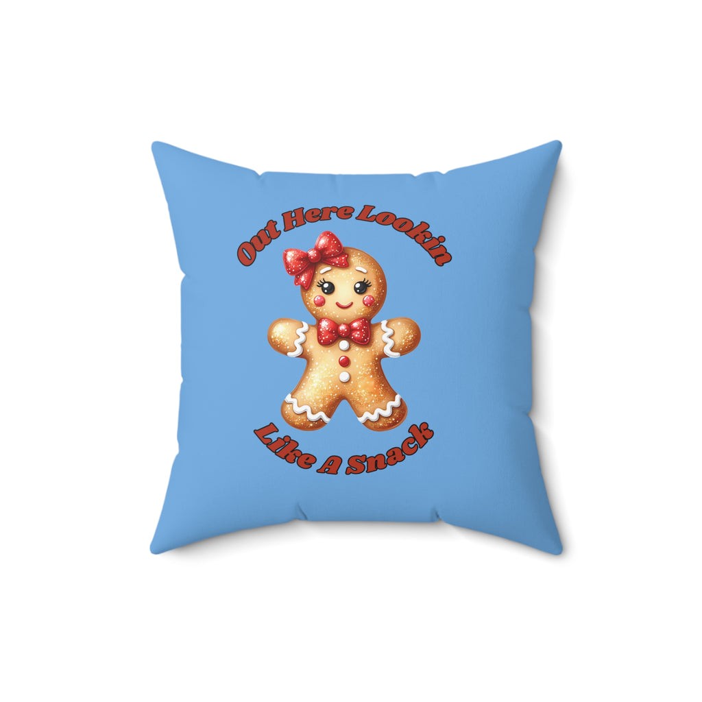 Out Here Lookin Like A Snack 2-Spun Polyester Square Pillow (Lt Blue)