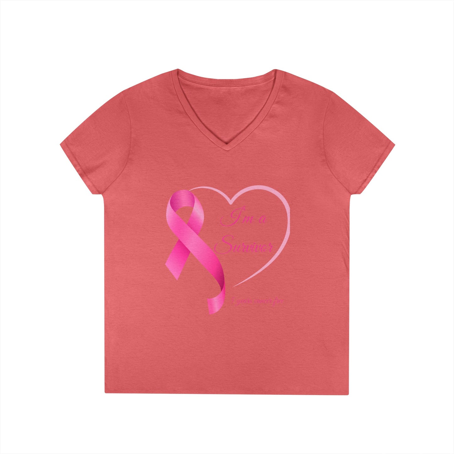 Breast Cancer Awareness V-Neck T-Shirt, Survivor Gift, Supportive Tee, Gift for Her, Awareness Month Apparel
