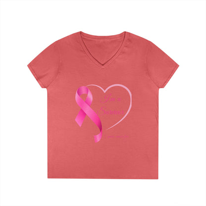 Breast Cancer Awareness V-Neck T-Shirt, Survivor Gift, Supportive Tee, Gift for Her, Awareness Month Apparel