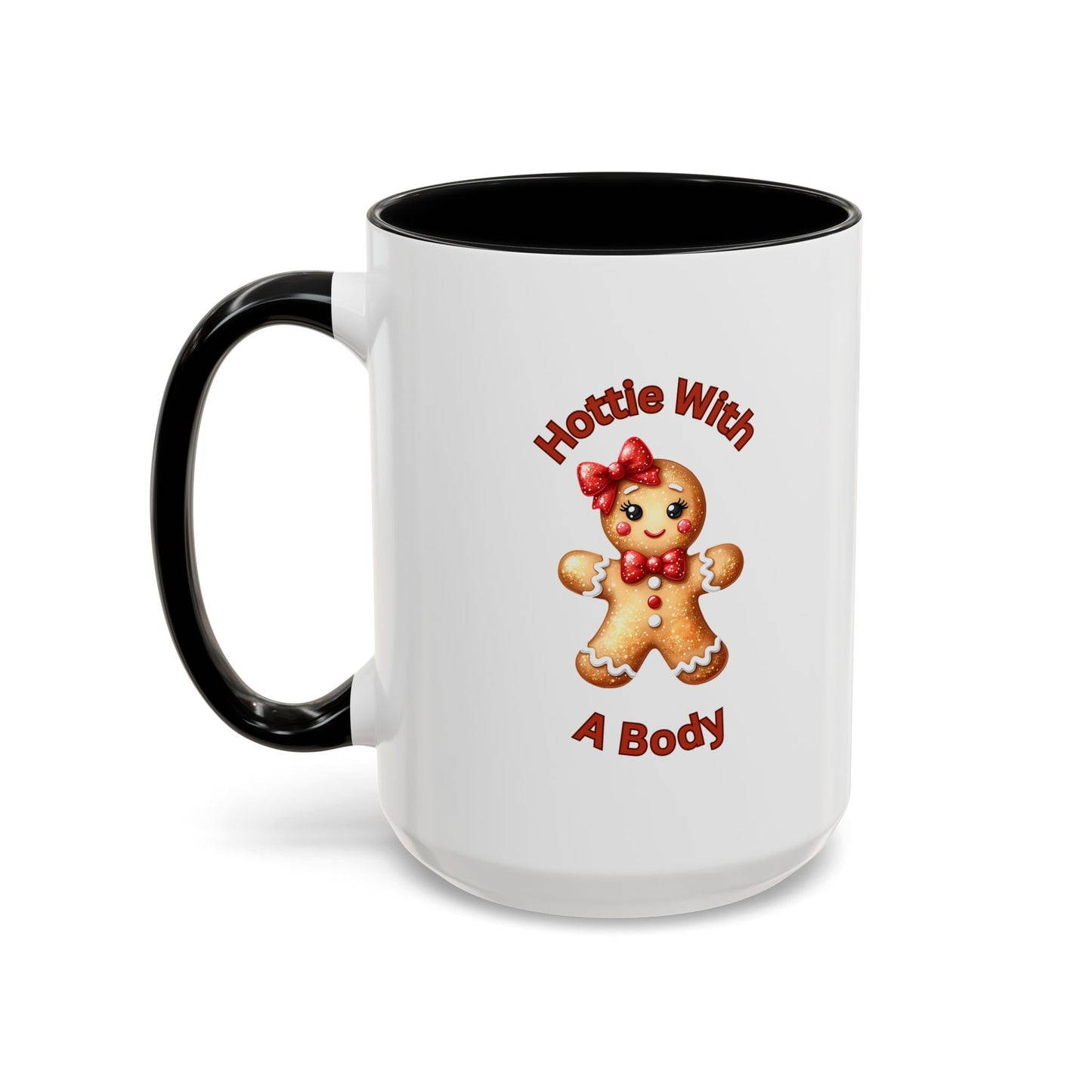 Hottie With A Body 2-Accent Coffee Mug (11, 15oz) (Red)