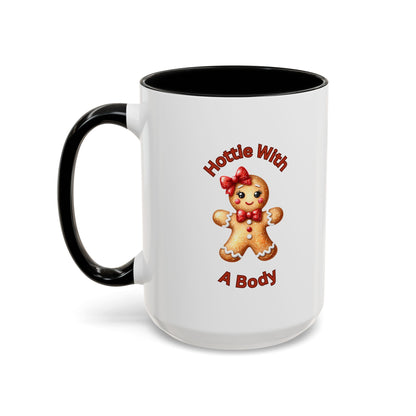 Hottie With A Body 2-Accent Coffee Mug (11, 15oz) (Red)