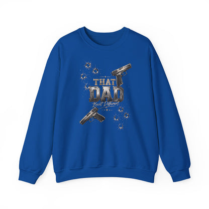 I'm That Dad Built Different Sweatshirt — Bullet Hole & Handgun Graphic Crewneck
