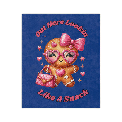 Lookin Like A Snack 1-Velveteen Microfiber Blanket (Dk Blue)