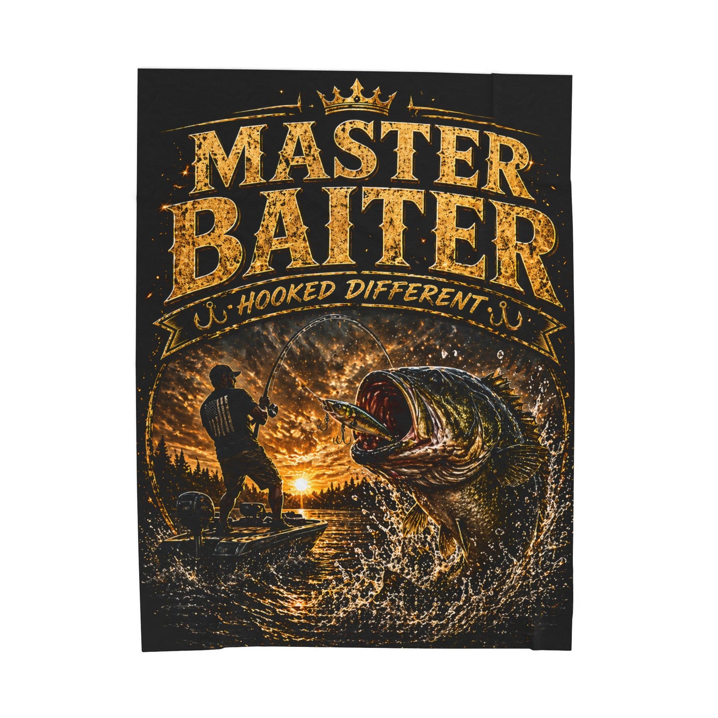 Master Baiter Fishing Blanket – Velveteen Plush Throw for Anglers
