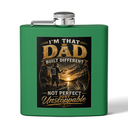 "I'm That Dad, Built Different" Stainless Steel Flask 6oz Gift for dad