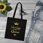 Tote Bag — "My Gigi is a Queen"(Navy) Gold Crown Organic Cotton Tote