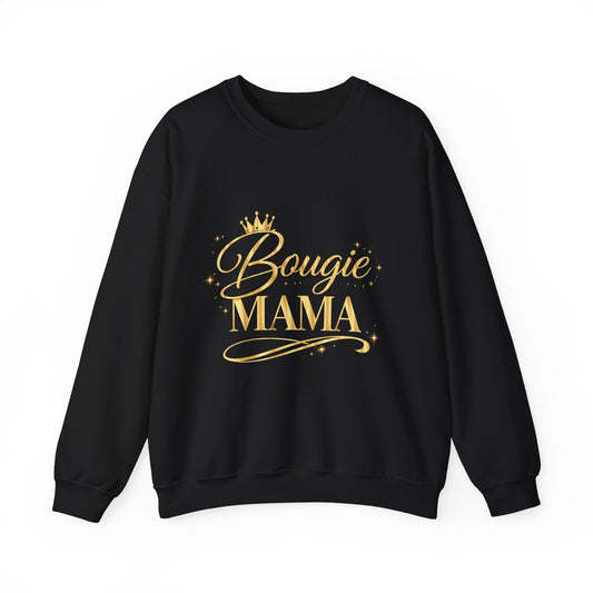 Bougie Mama Sweatshirt — Gold Crown Cozy Crewneck for Stylish Moms