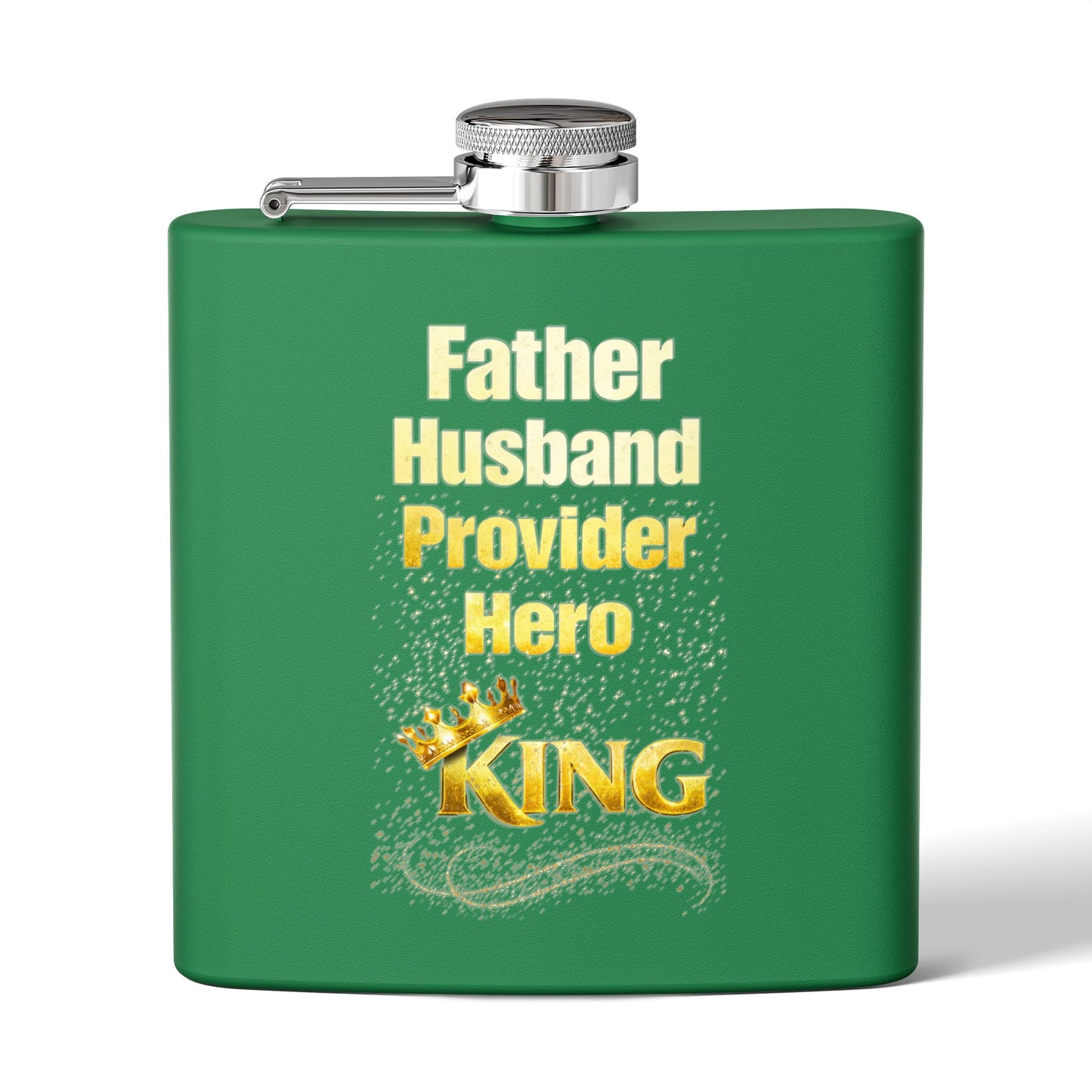 "Father Husband Provider Hero" 6oz Stainless Steel Flask- Gift for Dad
