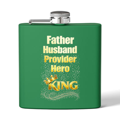"Father Husband Provider Hero" 6oz Stainless Steel Flask- Gift for Dad