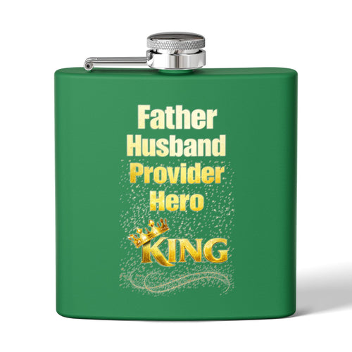 "Father Husband Provider Hero" 6oz Stainless Steel Flask- Gift for Dad