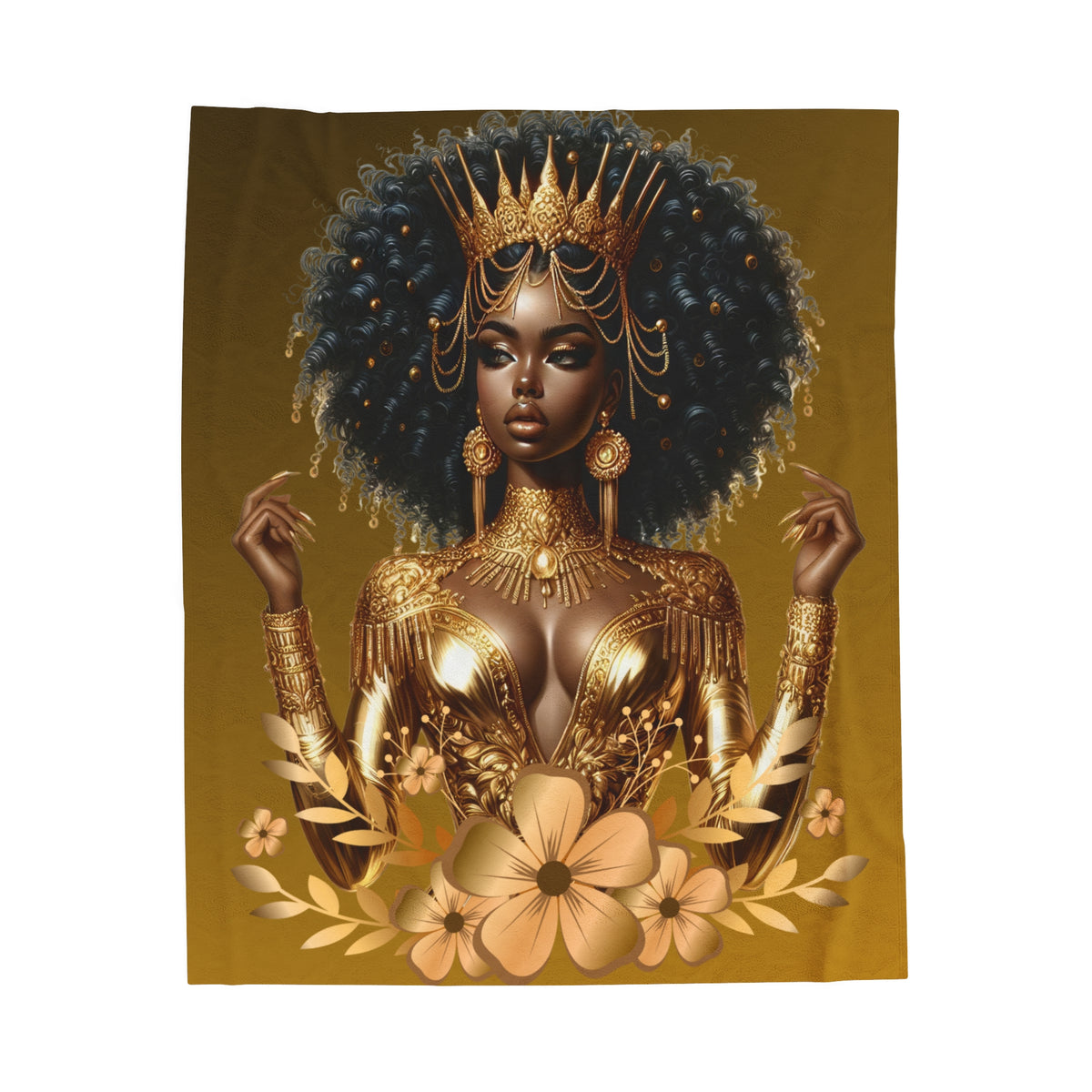 Golden Goddess-Velveteen Plush Blanket