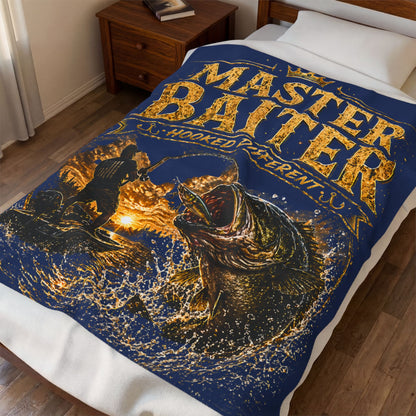 Master Baiter Fishing Velveteen Plush Blanket (Blue) – Funny Angler Gift