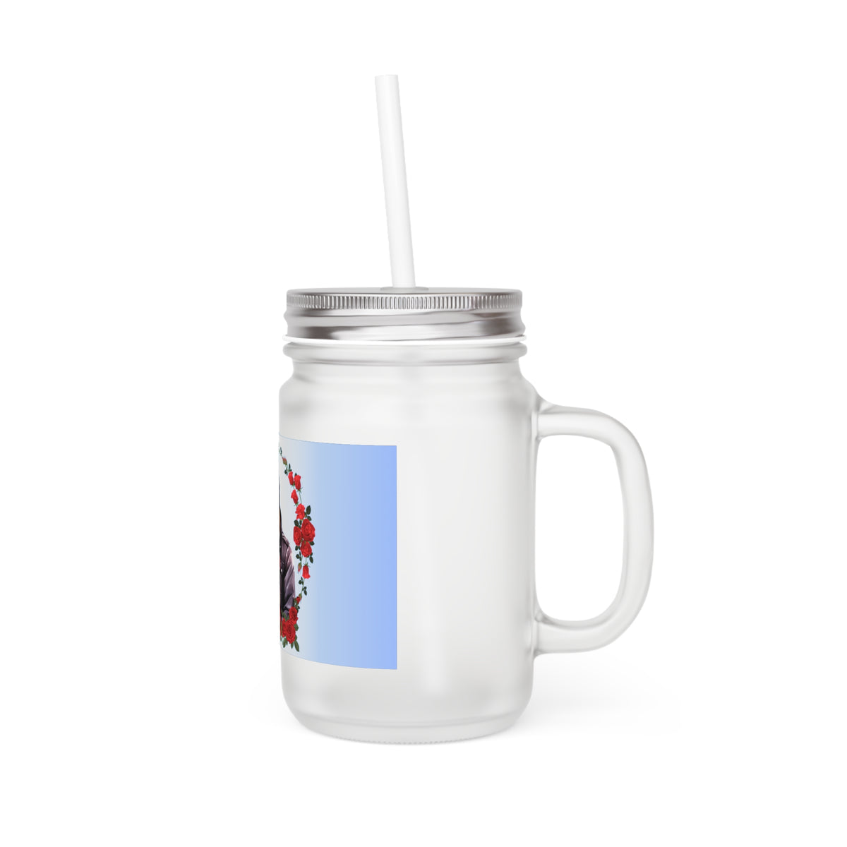 Romantic Floral Mason Jar with Straw - Perfect for Couples and Special Occasions