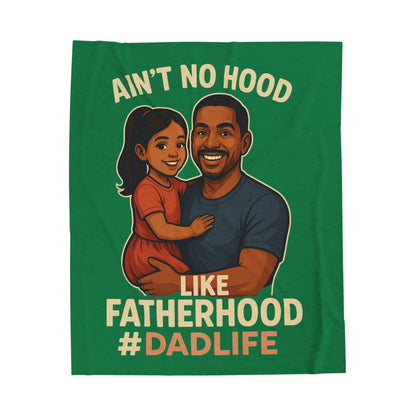Fatherhood-Hispanic-Dk Green Velveteen Blanket
