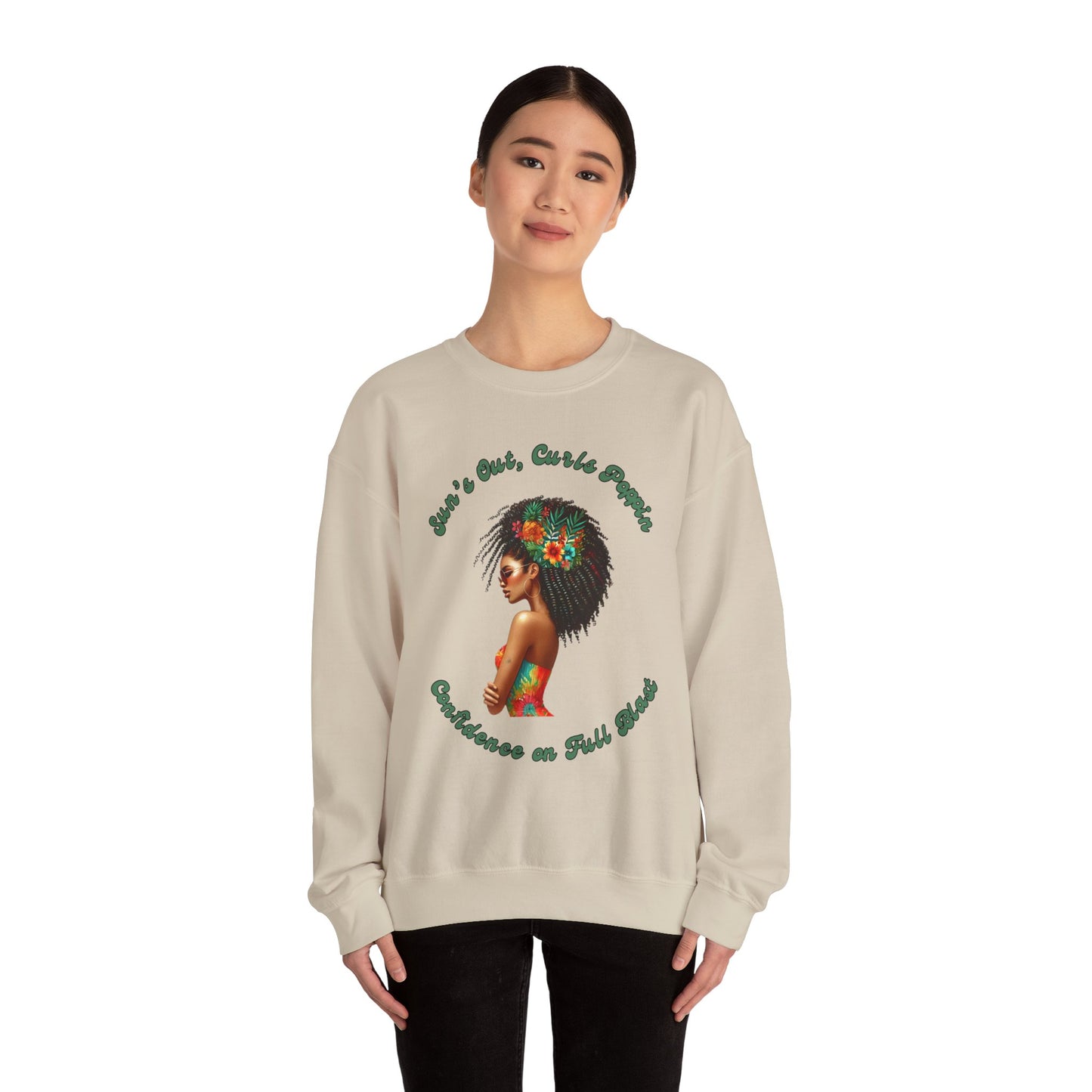 Curls Poppin Crewneck Sweatshirt