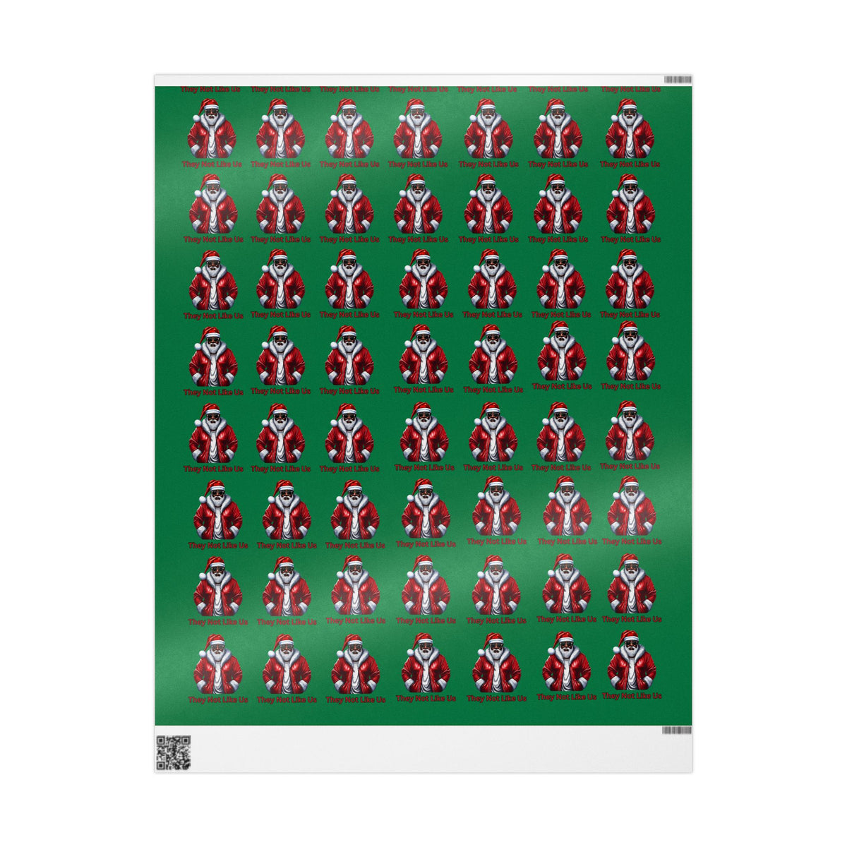 They Not Like Us (Green) Wrapping Paper, Christmas Gift Wrap, Santa Design for Gifts, Eco-Friendly, Holiday Decor, Stocking Stuffers