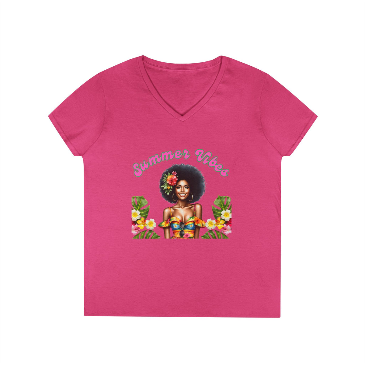 Summer Vibes Ladies' V-Neck T-Shirt 3